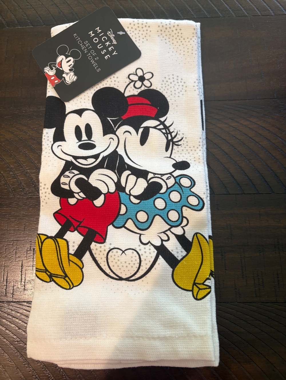 Disney Mickey & Minnie Mouse Kitchen Towels Set of 2 16x26 100% Cotton NEW